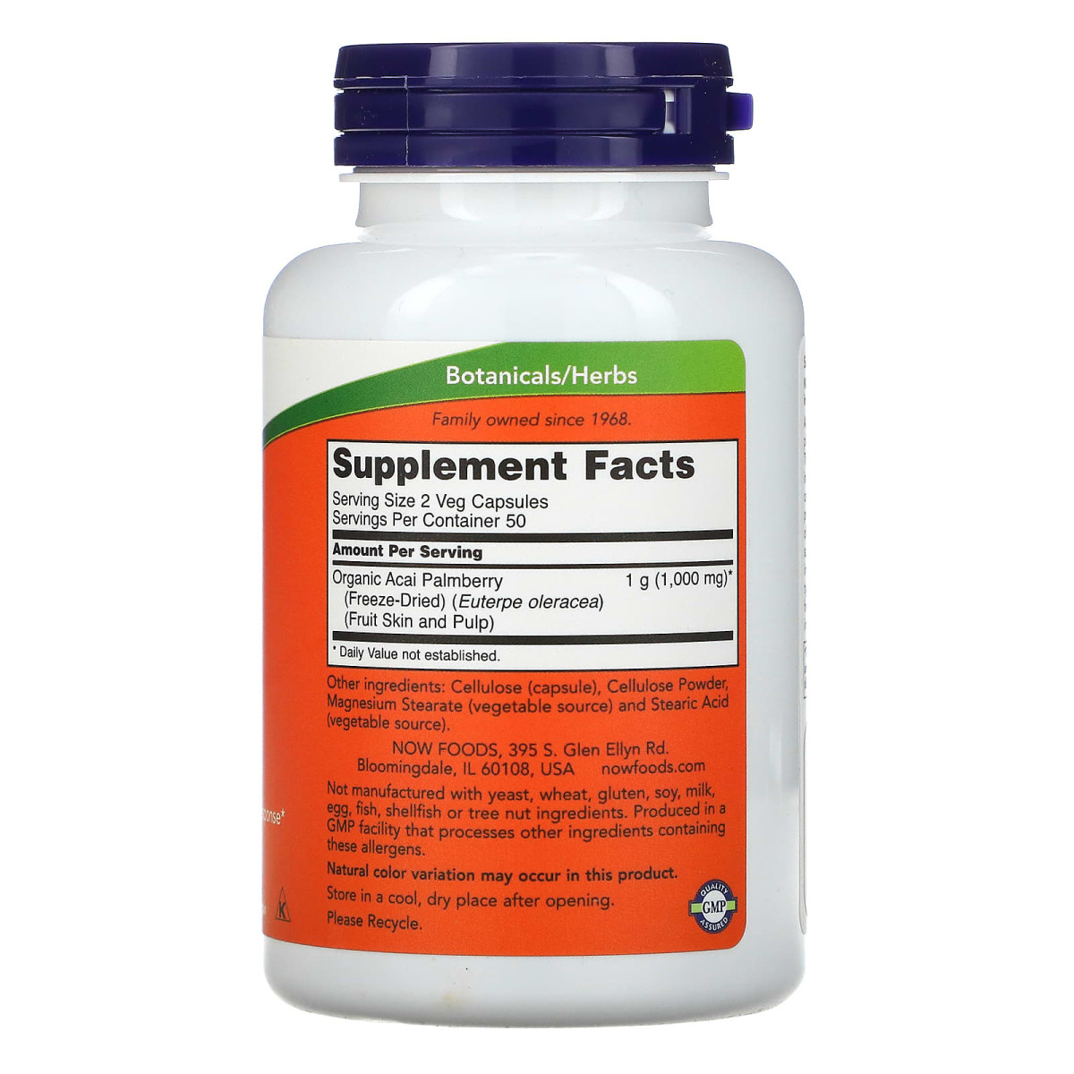NOW Foods, Liofilizowane acai, 500 mg, 100 kapsułek roślinnych