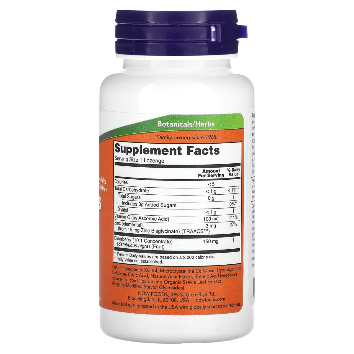 NOW Foods, Sambucus Zinc-C, 60 pastylek