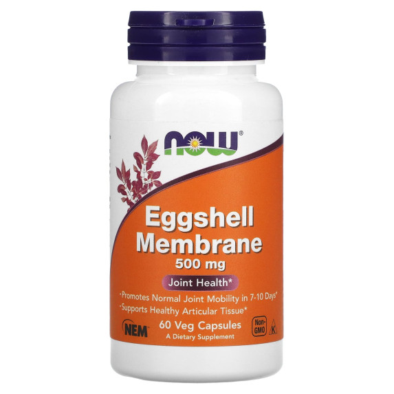 NOW Foods, Membrana skorupki jaja, 500 mg, 60 kapsułek roślinnych