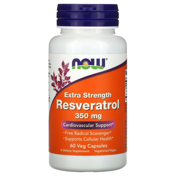 NOW Foods, Resweratrol o zwiększonej sile działania, 350 mg, 60 kapsułek roślinnych