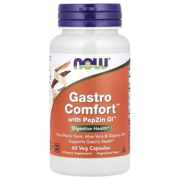 NOW Foods, Gastro Comfort™ z PepZin GI™, 60 kapsułek roślinnych