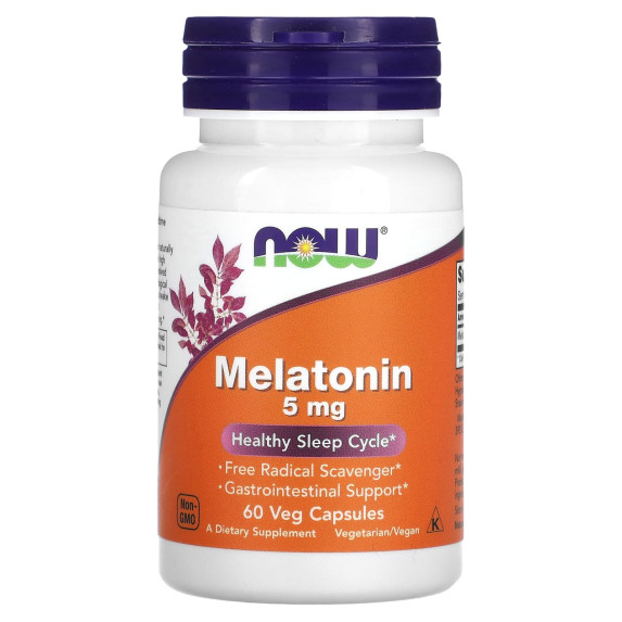NOW Foods, Melatonina, 5 mg, 60 kapsułek roślinnych