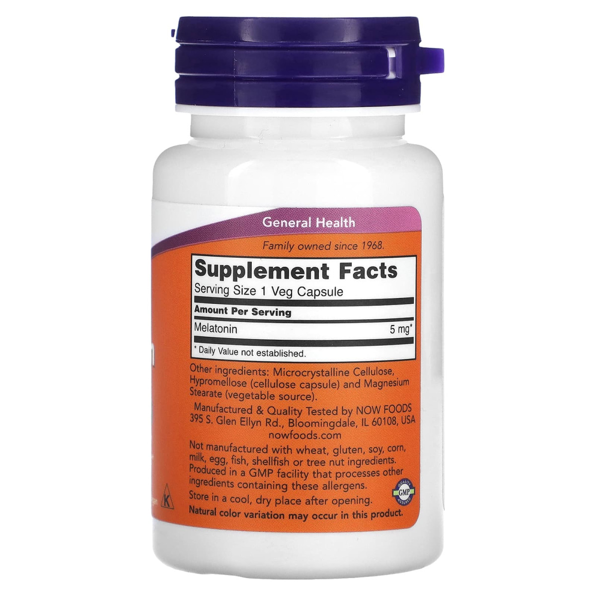 NOW Foods, Melatonina, 5 mg, 60 kapsułek roślinnych