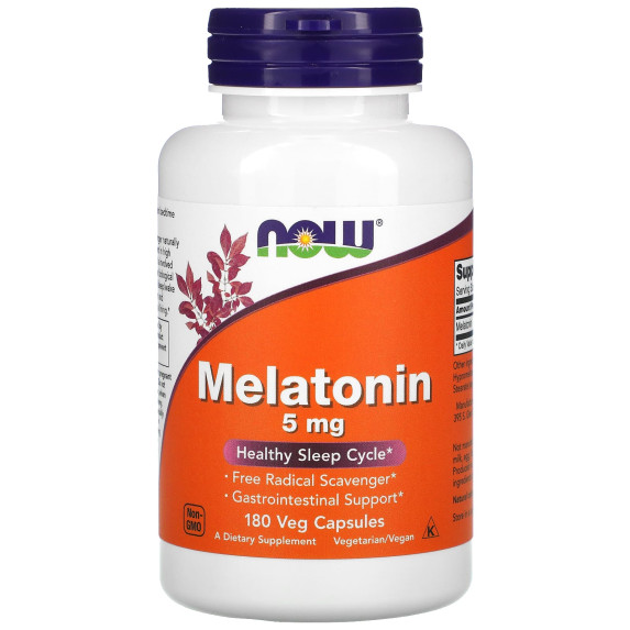 NOW Foods, Melatonina, 5 mg, 180 kapsułek roślinnych
