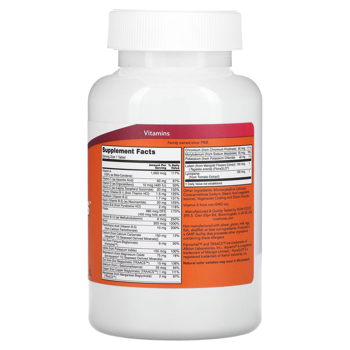 NOW Foods, Daily Vits, multiwitamina i minerały, 250 tabletek
