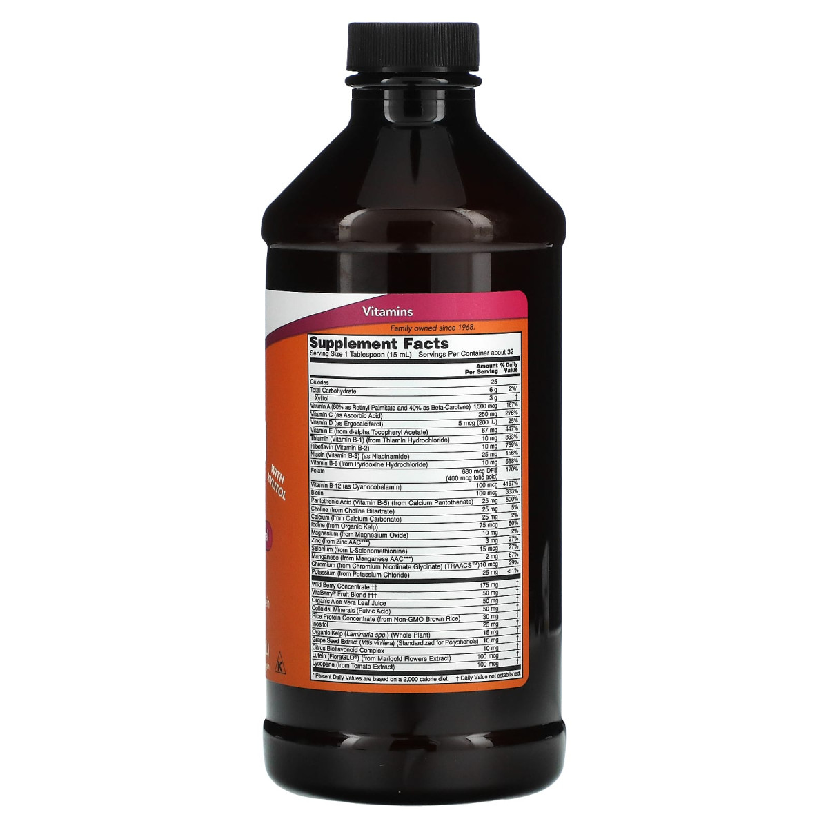 NOW Foods, Multiwitamina w płynie, Dzika jagoda, 473 ml