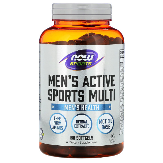 NOW Foods, Sports, Men's Active Sports Multi, 180 miękkich kapsułek