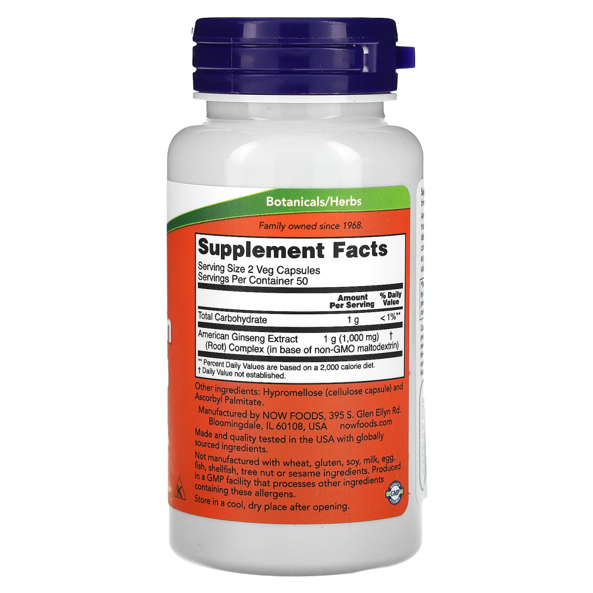 NOW Foods, Ekstrakt z żeń-szenia amerykańskiego, 100 kapsułek roślinnych (500 mg na kapsułkę)