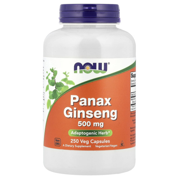 NOW Foods, Panax ginseng, 1000 mg, 250 kapsułek roślinnych (500 mg na kapsułkę)