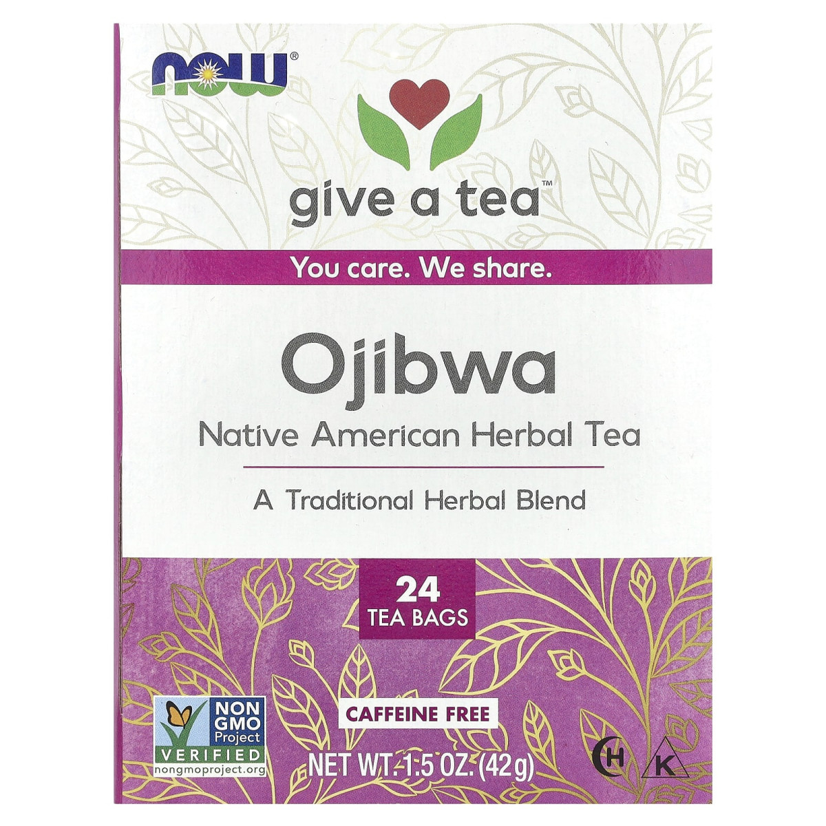 NOW Foods, Real Tea, Ojibwa, bez kofeiny, 24 torebki, 42 g