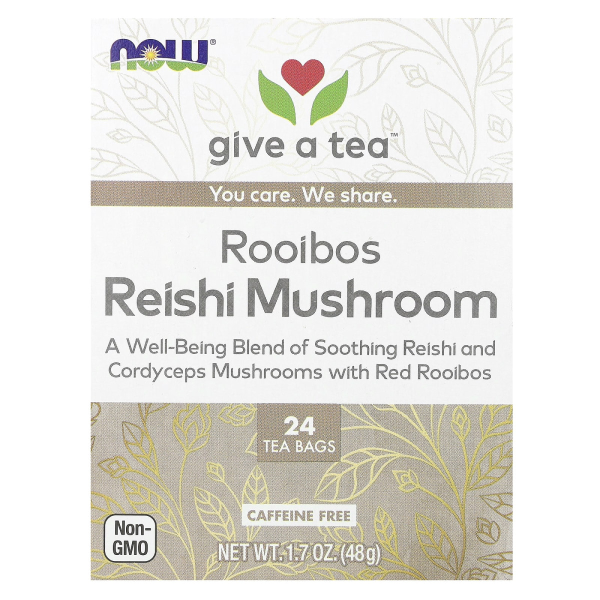 NOW Foods, Rooibos Reishi Mushroom Tea, bez kofeiny, 24 torebki, 48 g