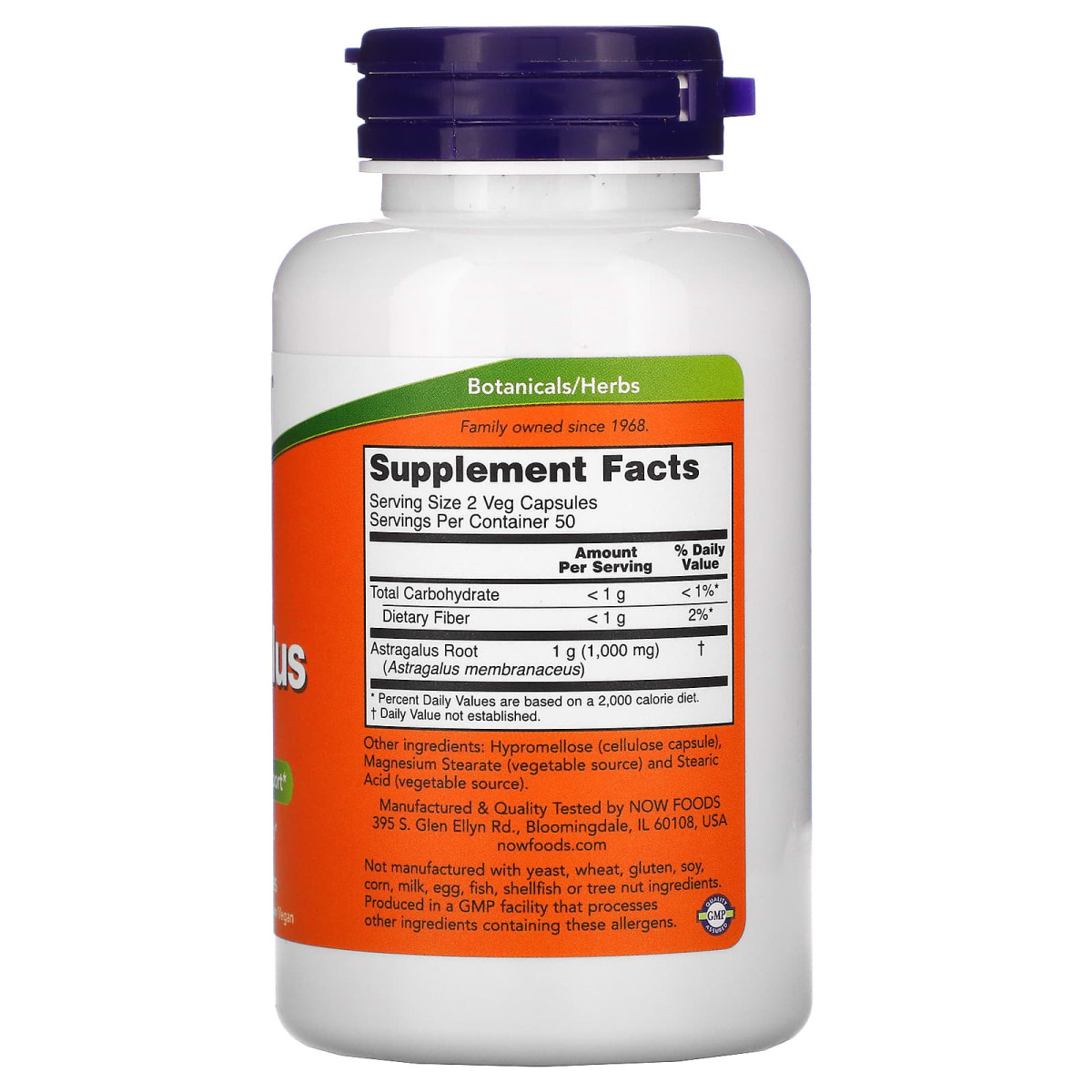 NOW Foods, Traganek, 500 mg, 100 kapsułek roślinnych