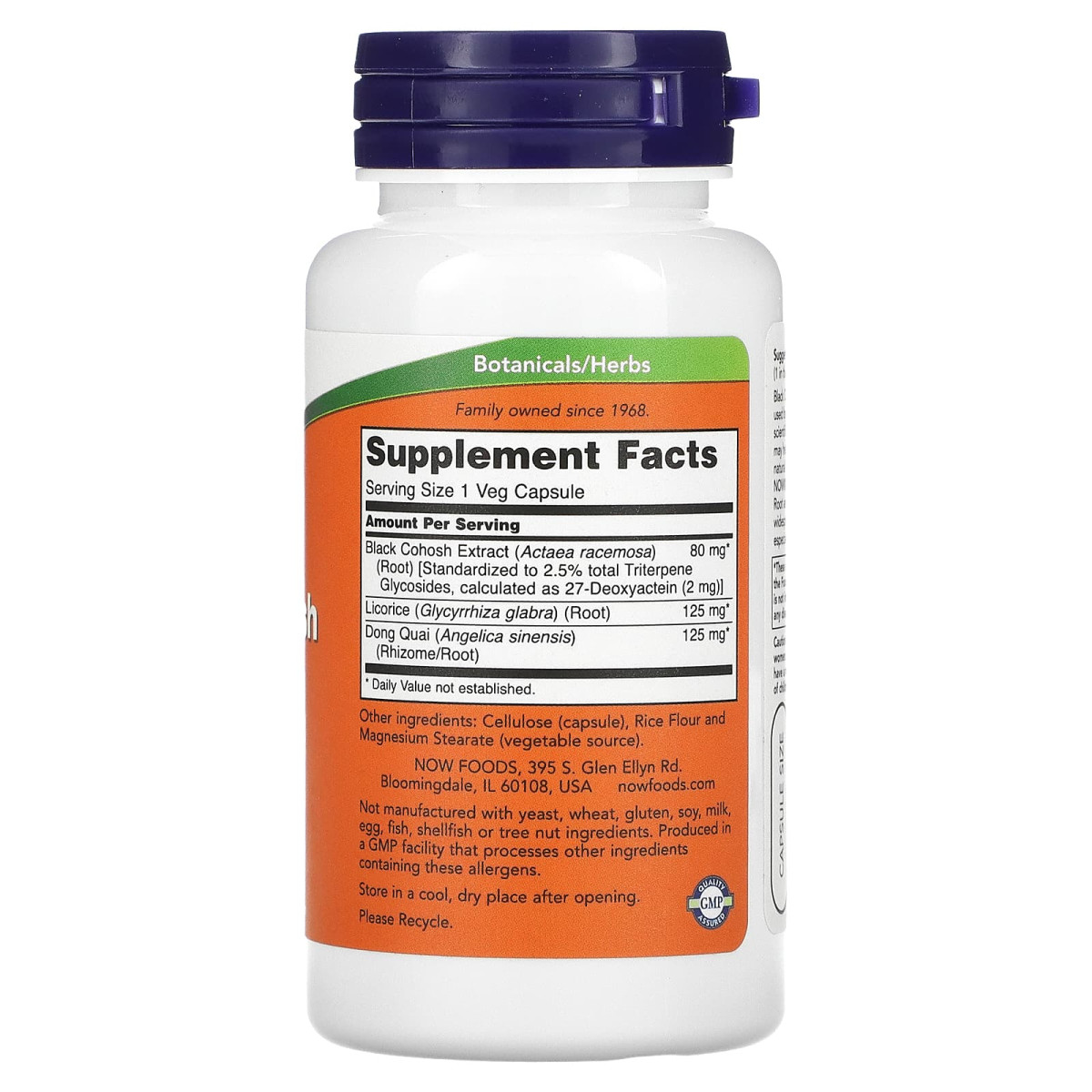 NOW Foods, Korzeń pluskwicy czarnej, 80 mg, 90 kapsułek roślinnych