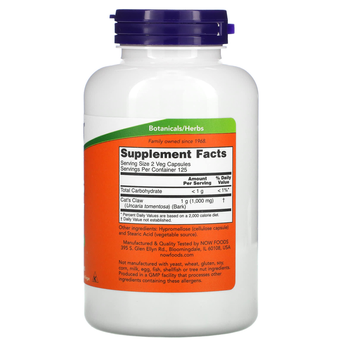 NOW Foods, Cat's Claw, 500 mg, 250 kapsułek roślinnych
