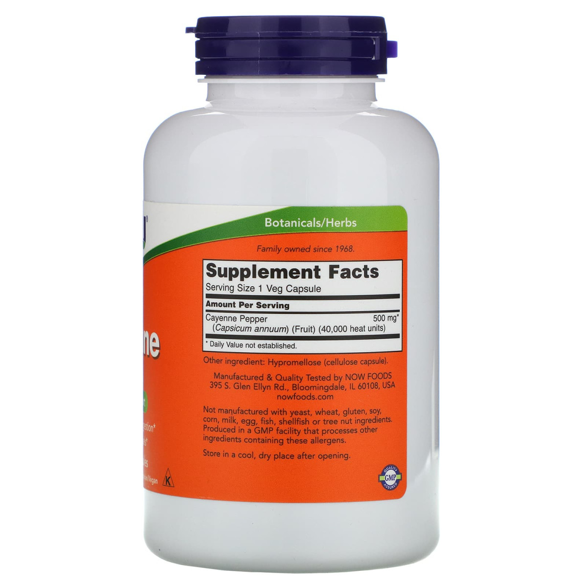 NOW Foods, Pieprz cayenne, 500 mg, 250 kapsułek roślinnych
