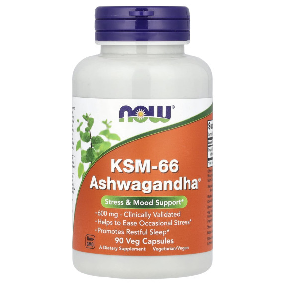 NOW Foods, KSM-66 Ashwagandha®, 600 mg, 90 kapsułek roślinnych