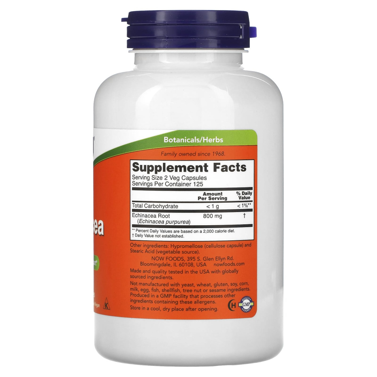 NOW Foods, Echinacea, 400 mg, 250 kapsułek roślinnych