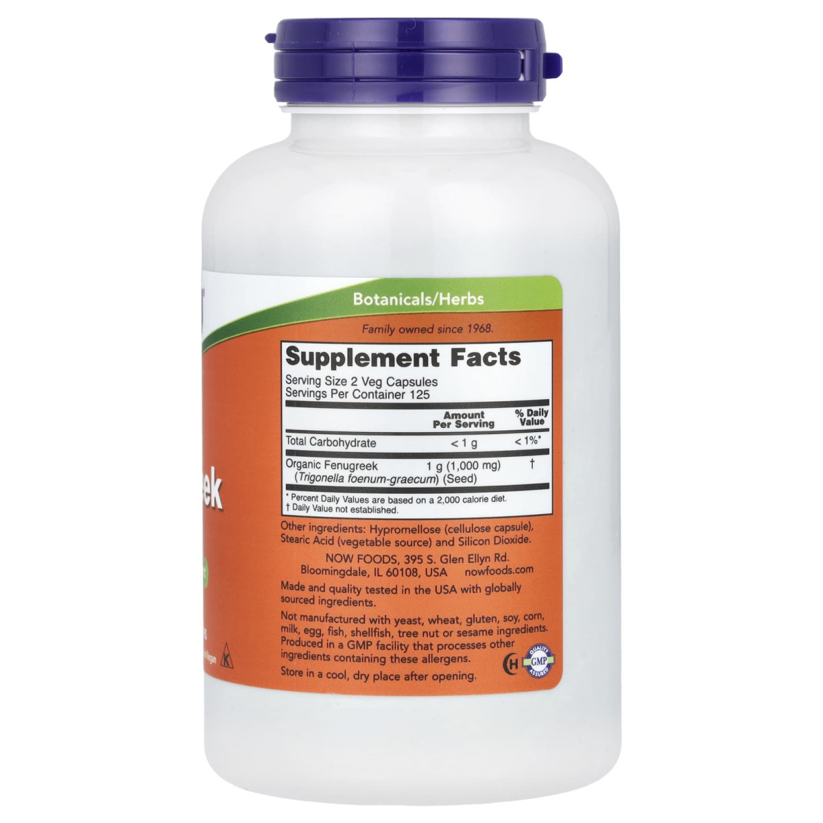 NOW Foods, Kozieradka, 500 mg, 250 kapsułek roślinnych