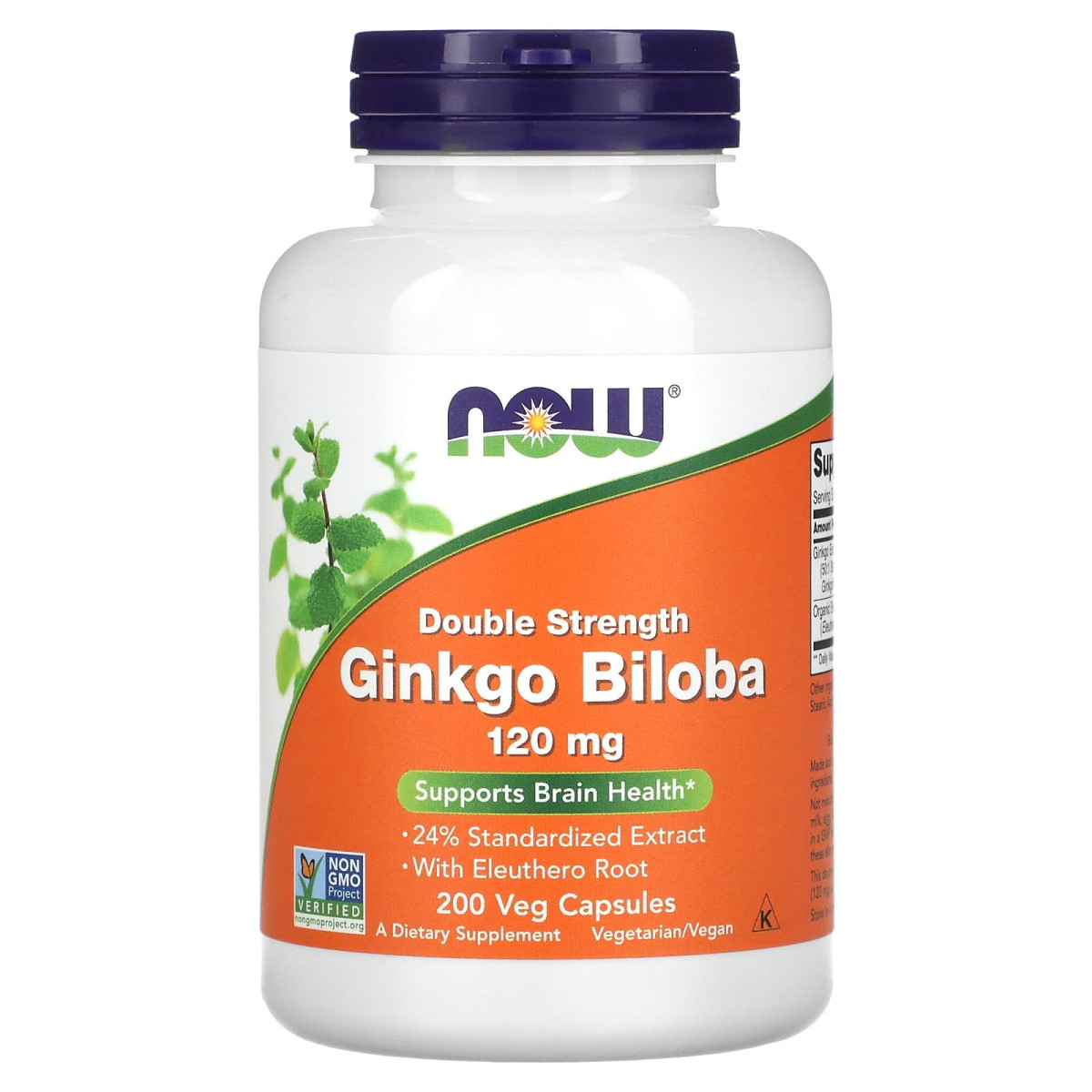 NOW Foods, Ginkgo Biloba, Double Strength, 120 mg, 200 kapsułek roślinnych