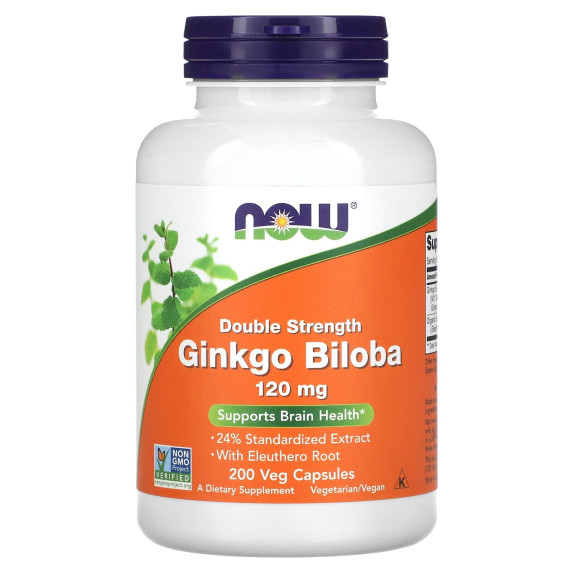 NOW Foods, Ginkgo Biloba, Double Strength, 120 mg, 200 kapsułek roślinnych