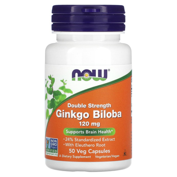 NOW Foods, Ginkgo Biloba, podwójna moc, 120 mg, 50 kapsułek roślinnych