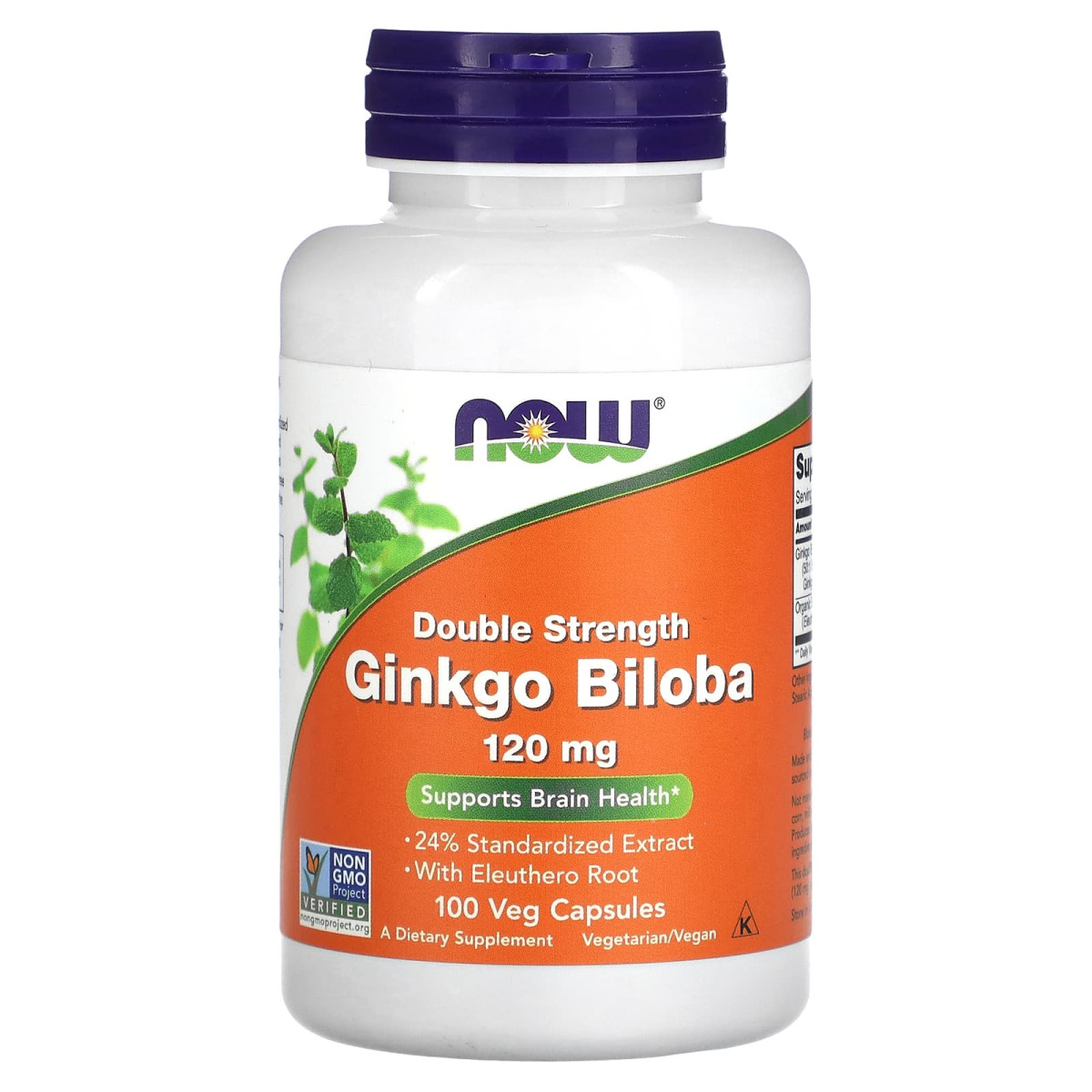 NOW Foods, Ginkgo Biloba o podwójnej sile działania, 120 mg, 100 kapsułek roślinnych