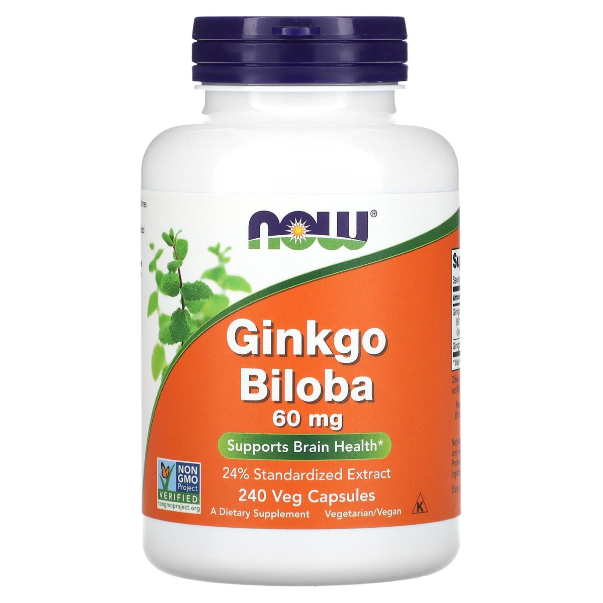 NOW Foods, Ginkgo Biloba, 60 mg, 240 kapsułek roślinnych