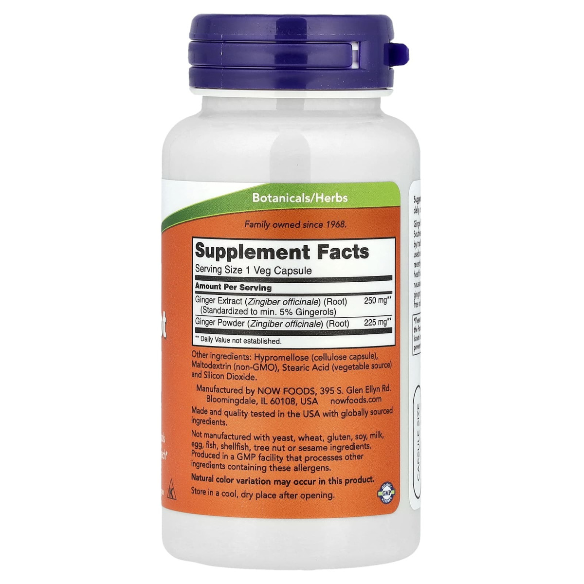 NOW Foods, Ekstrakt z korzenia imbiru, 250 mg, 90 kapsułek roślinnych