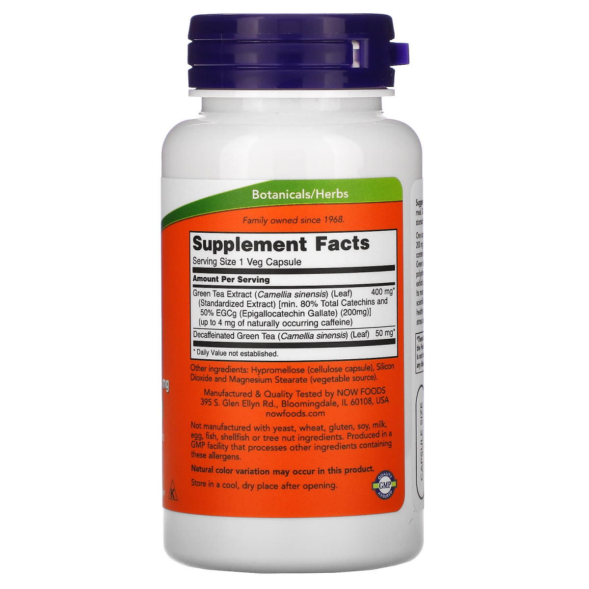 NOW Foods, EGCg, ekstrakt z zielonej herbaty, 400 mg, 90 kapsułek roślinnych