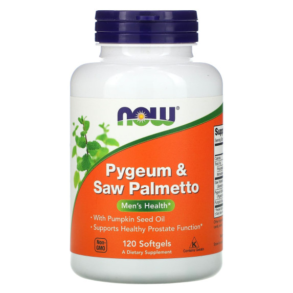 NOW Foods, Pygeum i palma sabałowa, 120 miękkich kapsułek