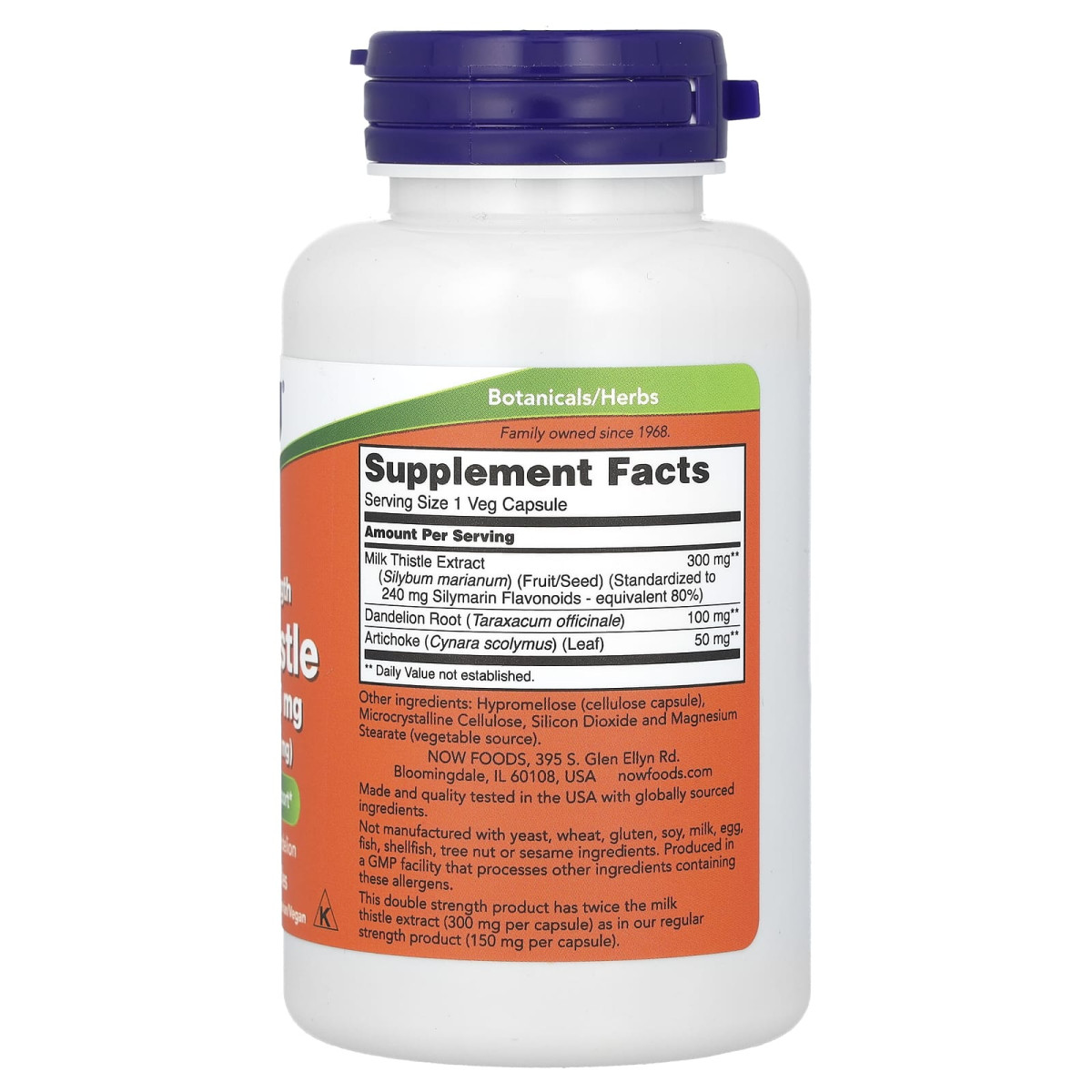 NOW Foods, Ekstrakt z ostropestu plamistego, podwójna moc, 300 mg, 100 kapsułek roślinnych