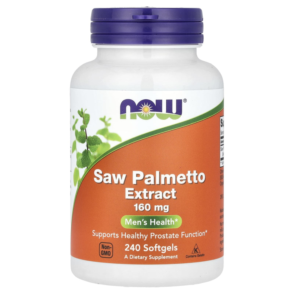 NOW Foods, Ekstrakt z palmy sabałowej, Men's Health, 160 mg, 240 kapsułek miękkich