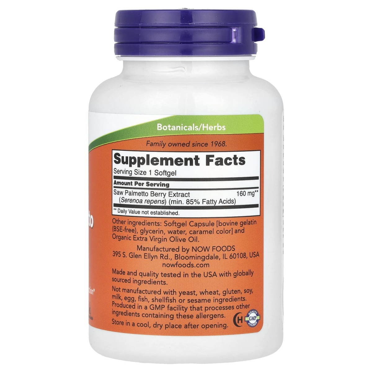NOW Foods, Ekstrakt z palmy sabałowej, Men's Health, 160 mg, 240 kapsułek miękkich