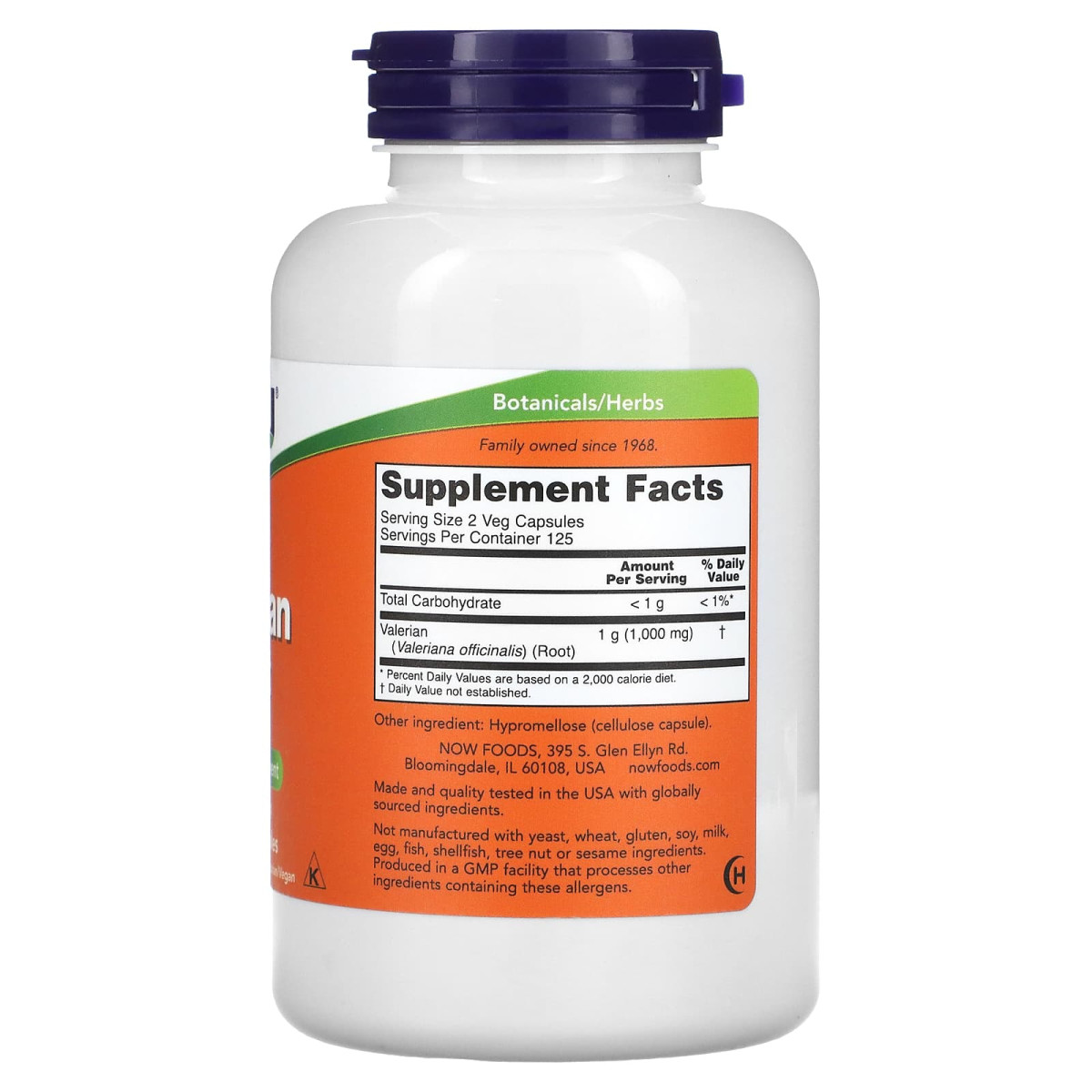 NOW Foods, Korzeń waleriany, 250 kapsułek roślinnych (500 mg na kapsułkę)
