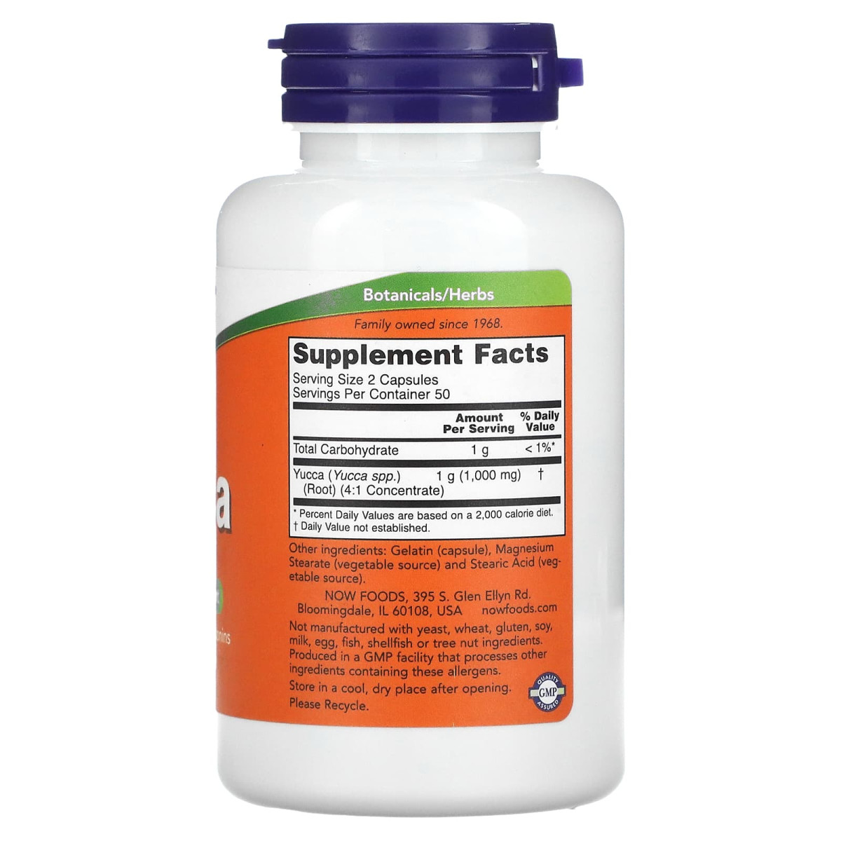 NOW Foods, Jukka, 100 kapsułek (500 mg na kapsułkę)