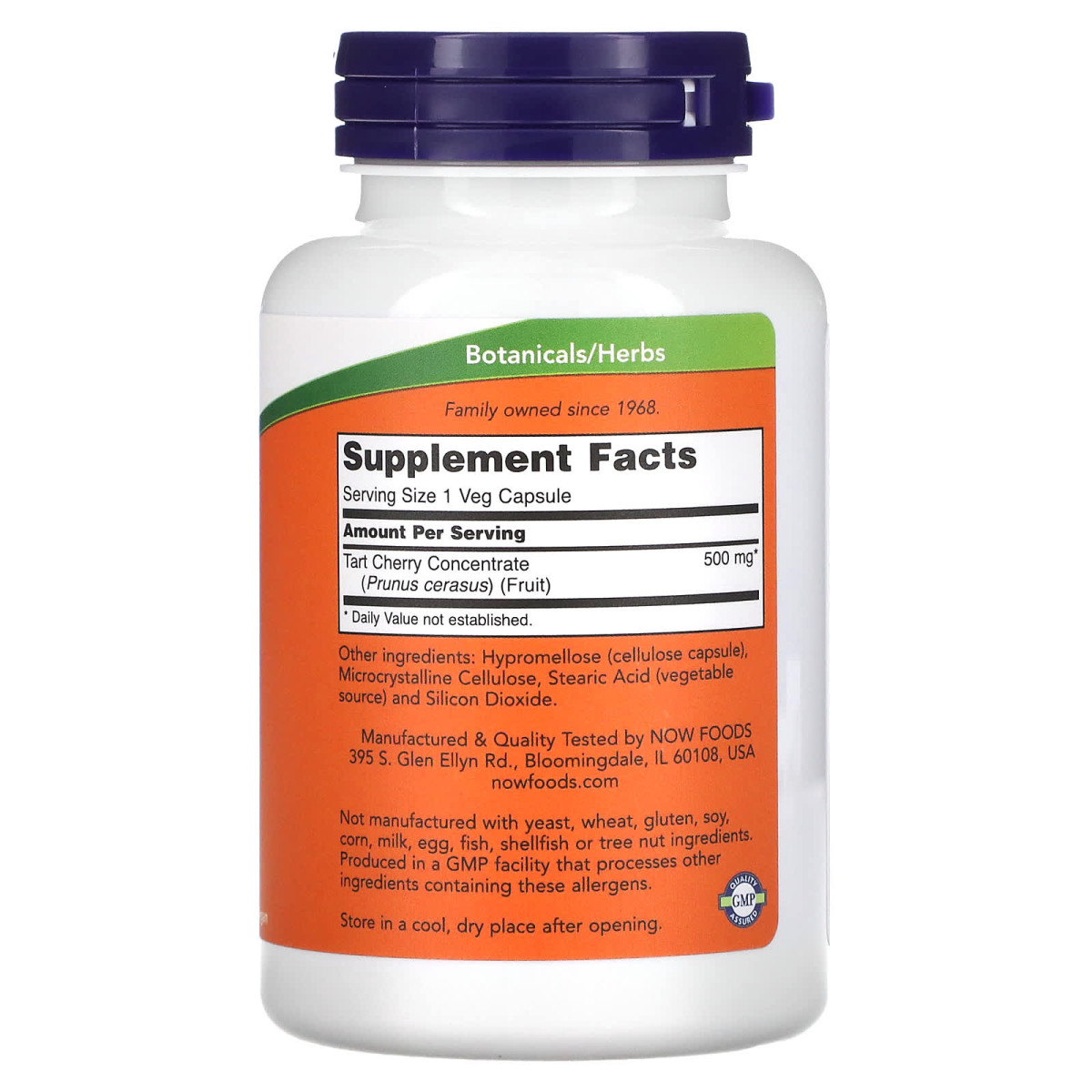 NOW Foods, Cierpka wiśnia, 500 mg, 90 kapsułek roślinnych