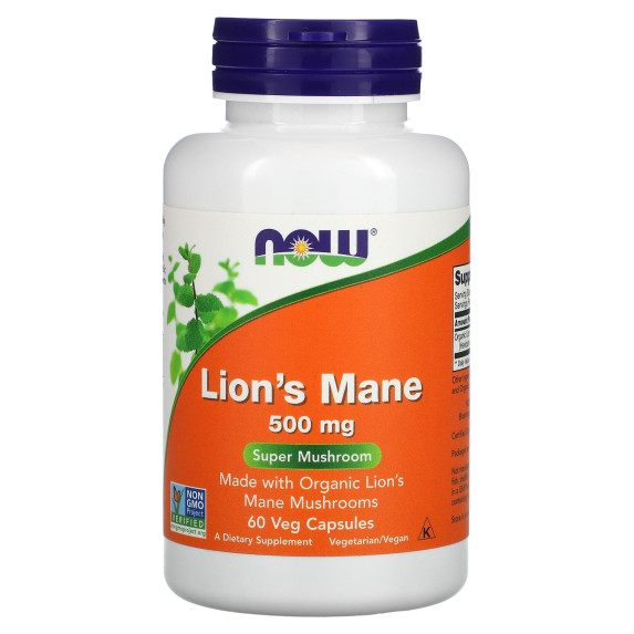 NOW Foods, Lion's Mane, 60 kapsułek roślinnych (500 mg na kapsułkę)