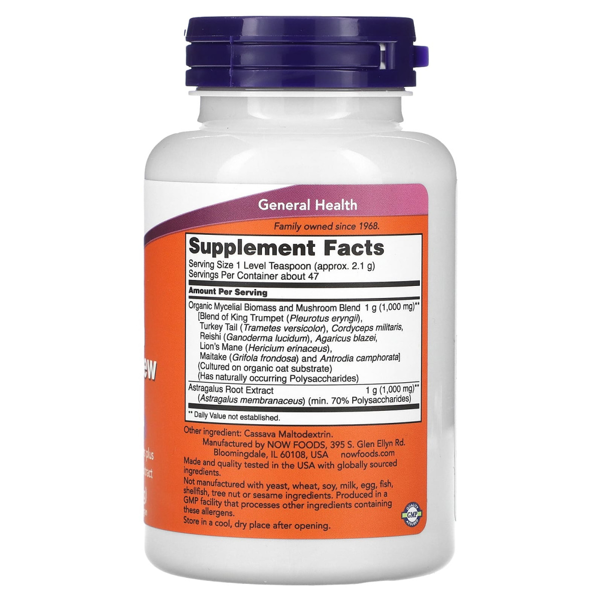 NOW Foods, Odmładzający proszek odpornościowy na grzyby, 99 g