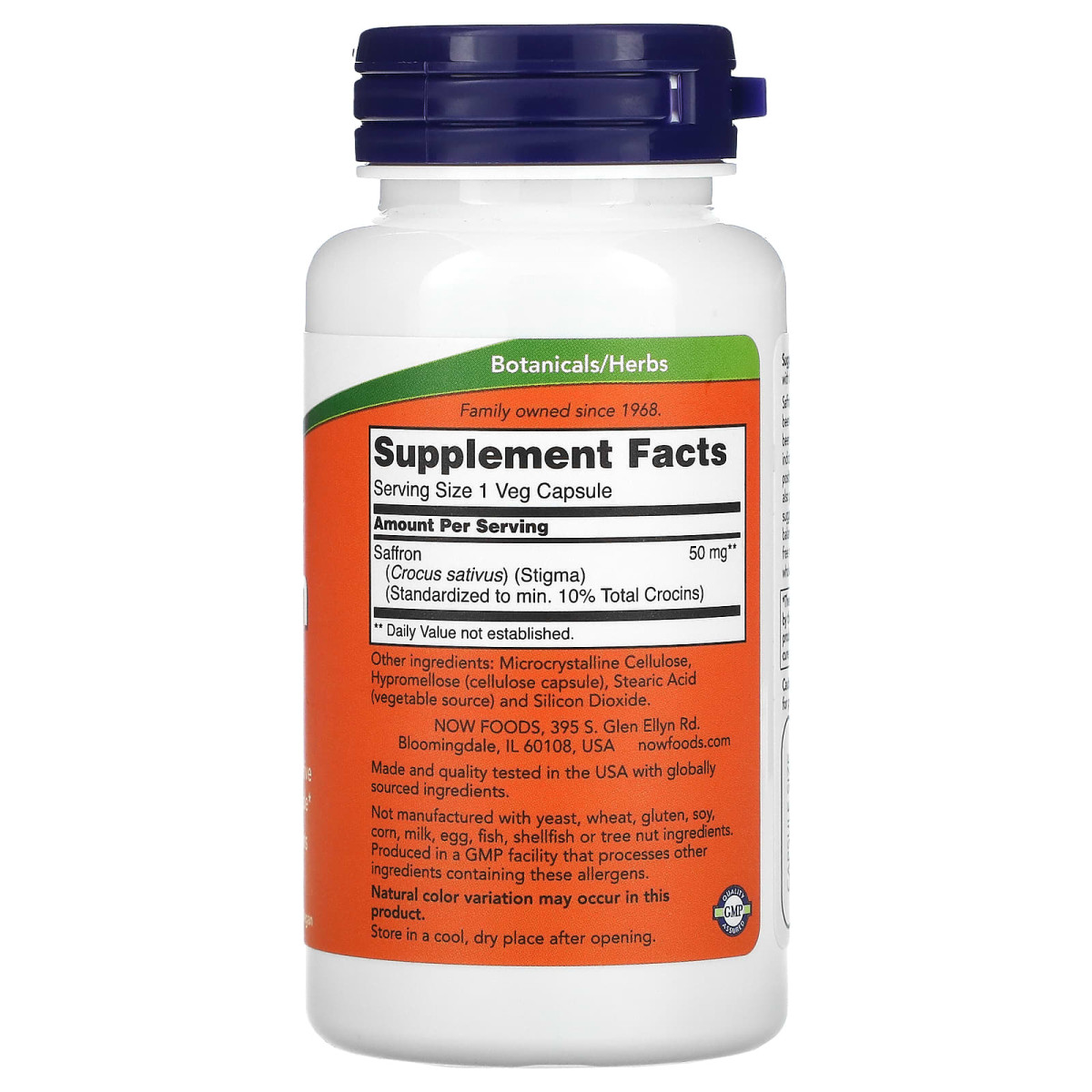 NOW Foods, Szafran, 50 mg, 60 kapsułek roślinnych