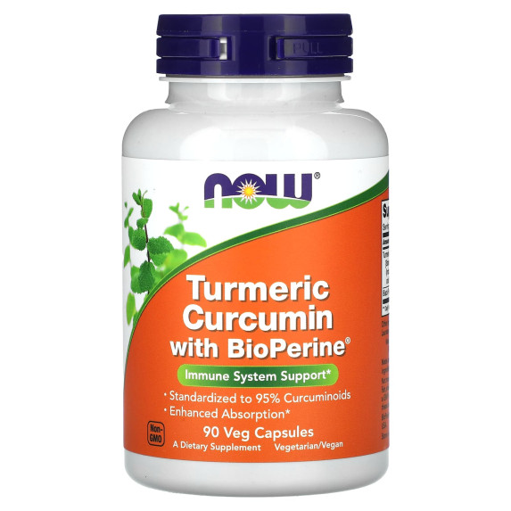 NOW Foods, Turmeric Curcumin with BioPerine, 90 kapsułek roślinnych