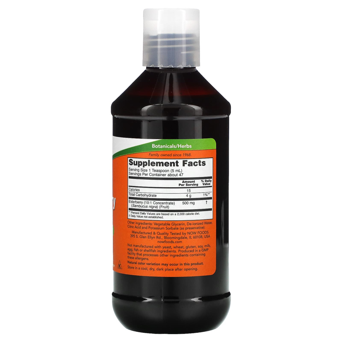 NOW Foods, Płyn z czarnym bzem, 500 mg, 237 ml