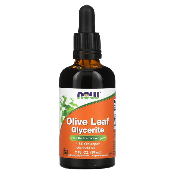 NOW Foods, Gliceryt z liści oliwnych, 59 ml (100 mg na zakraplacz)