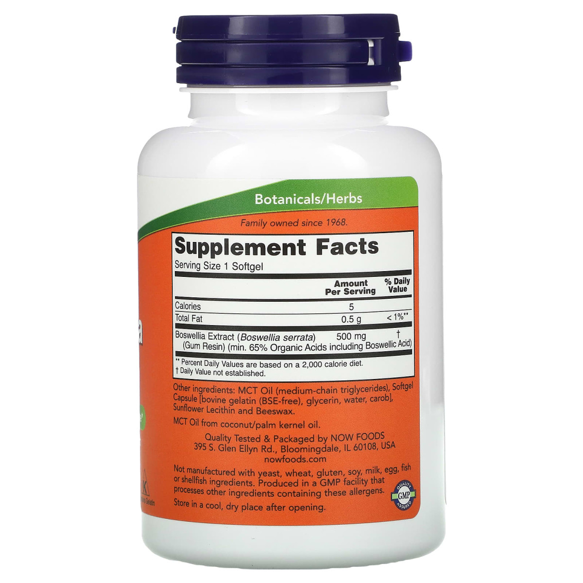 NOW Foods, Wyciąg z kadzidłowca, 500 mg, 90 kapsułek miękkich