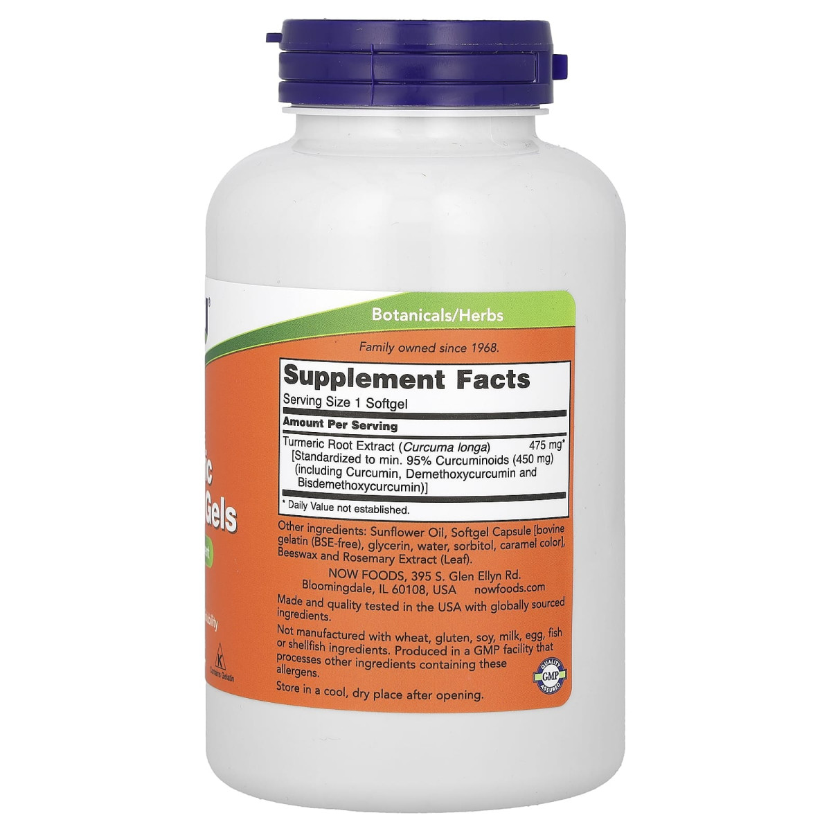 NOW Foods, Kurkumina w żelach, 475 mg, 120 miękkich kapsułek