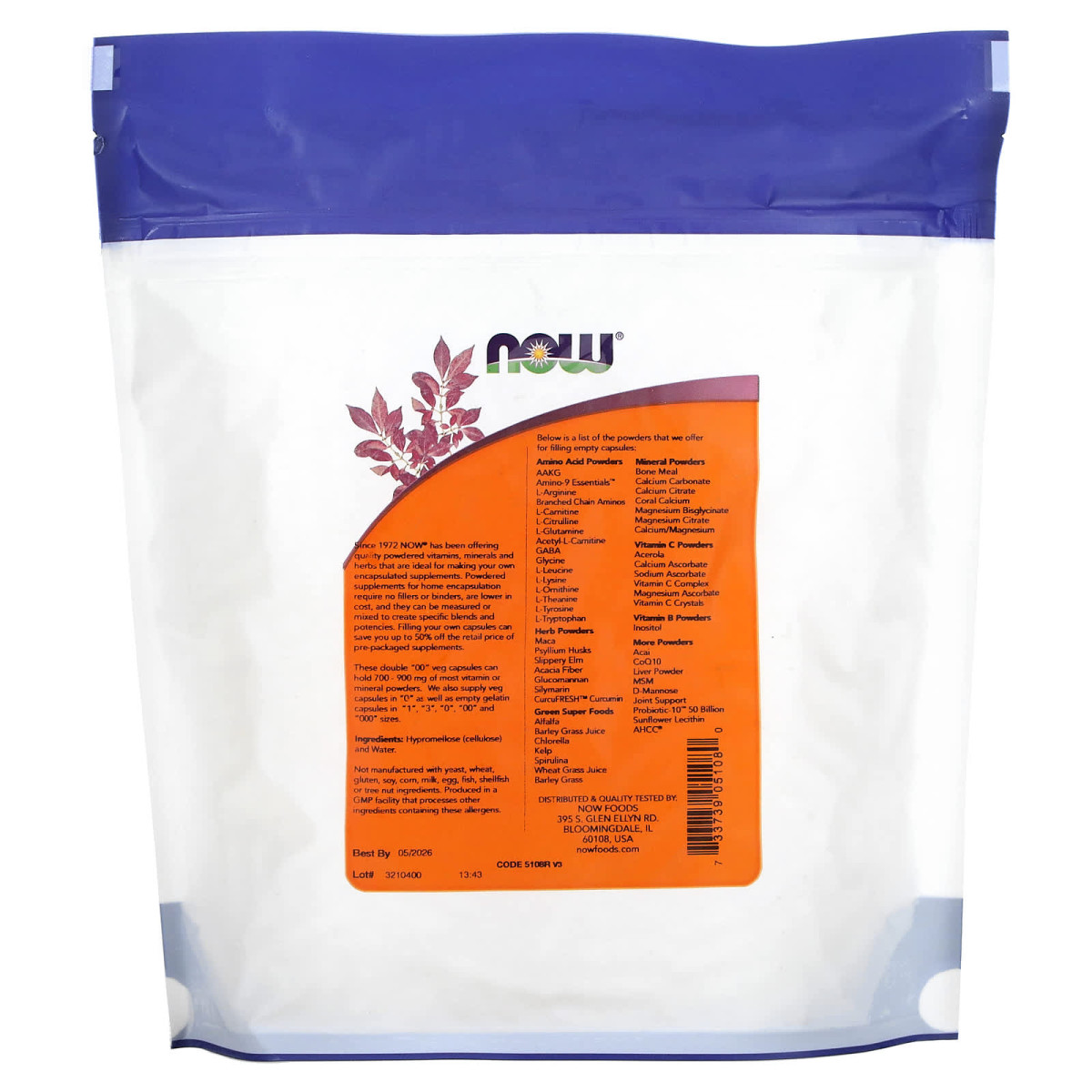NOW Foods, Podwójne kapsułki roślinne „00”, około 750 pustych kapsułek roślinnych, 91 g