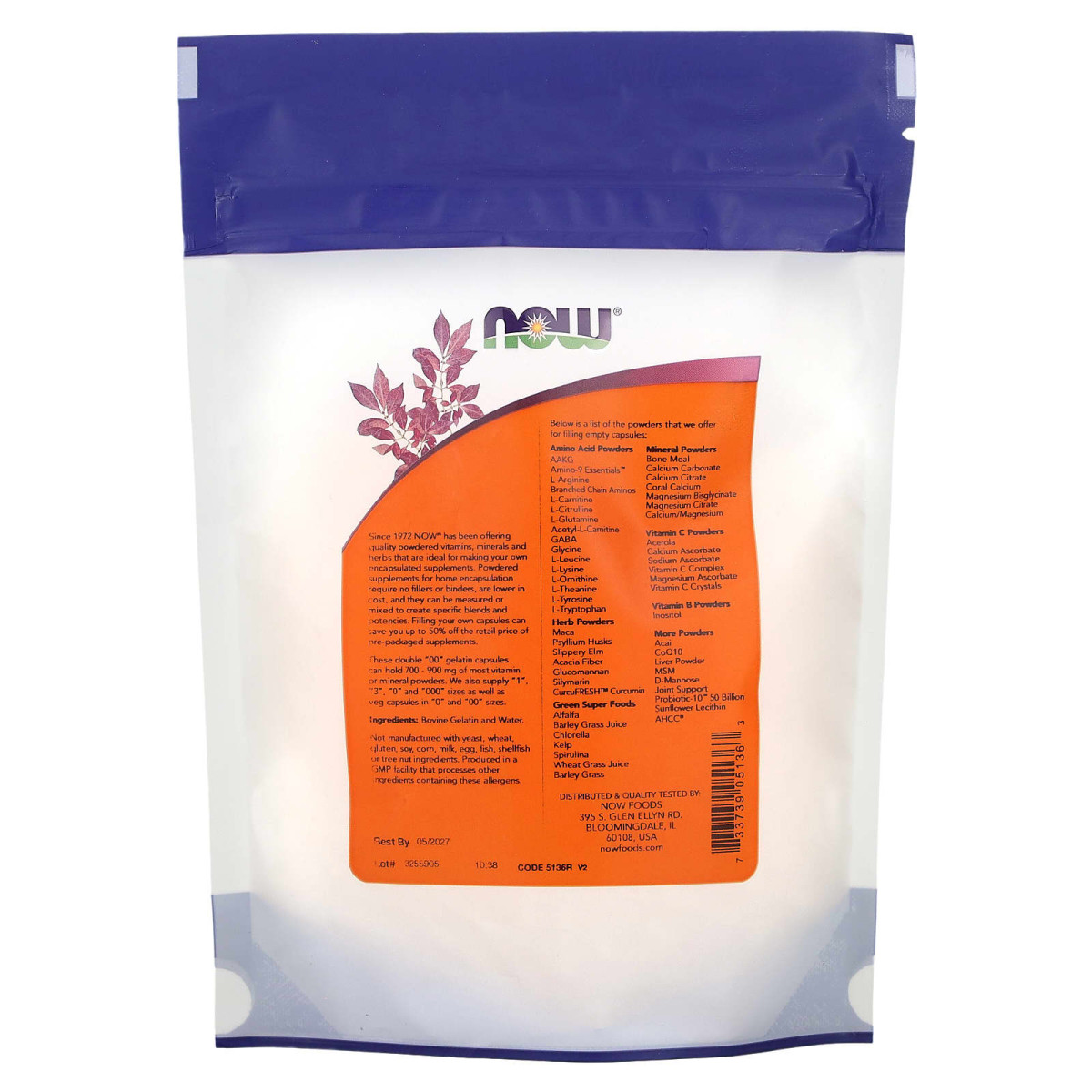 NOW Foods, Podwójne kapsułki żelatynowe „00”, ok. 250 pustych kapsułek żelatynowych, 30 g