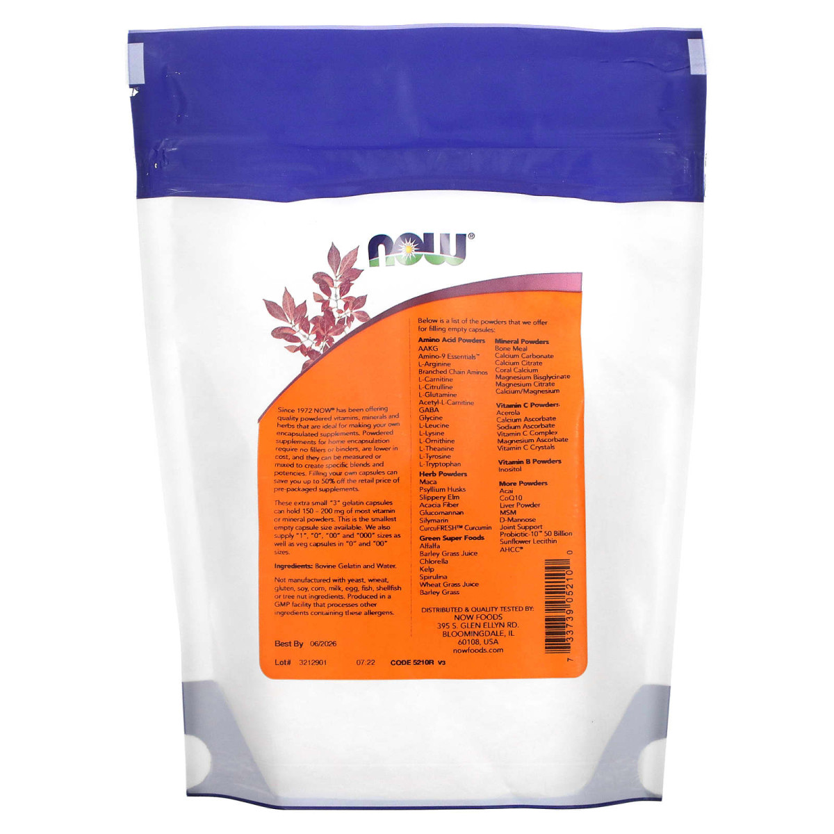 NOW Foods, Kapsułki żelatynowe „3”, bardzo małe, około 1000 pustych kapsułek żelatynowych, 48 g