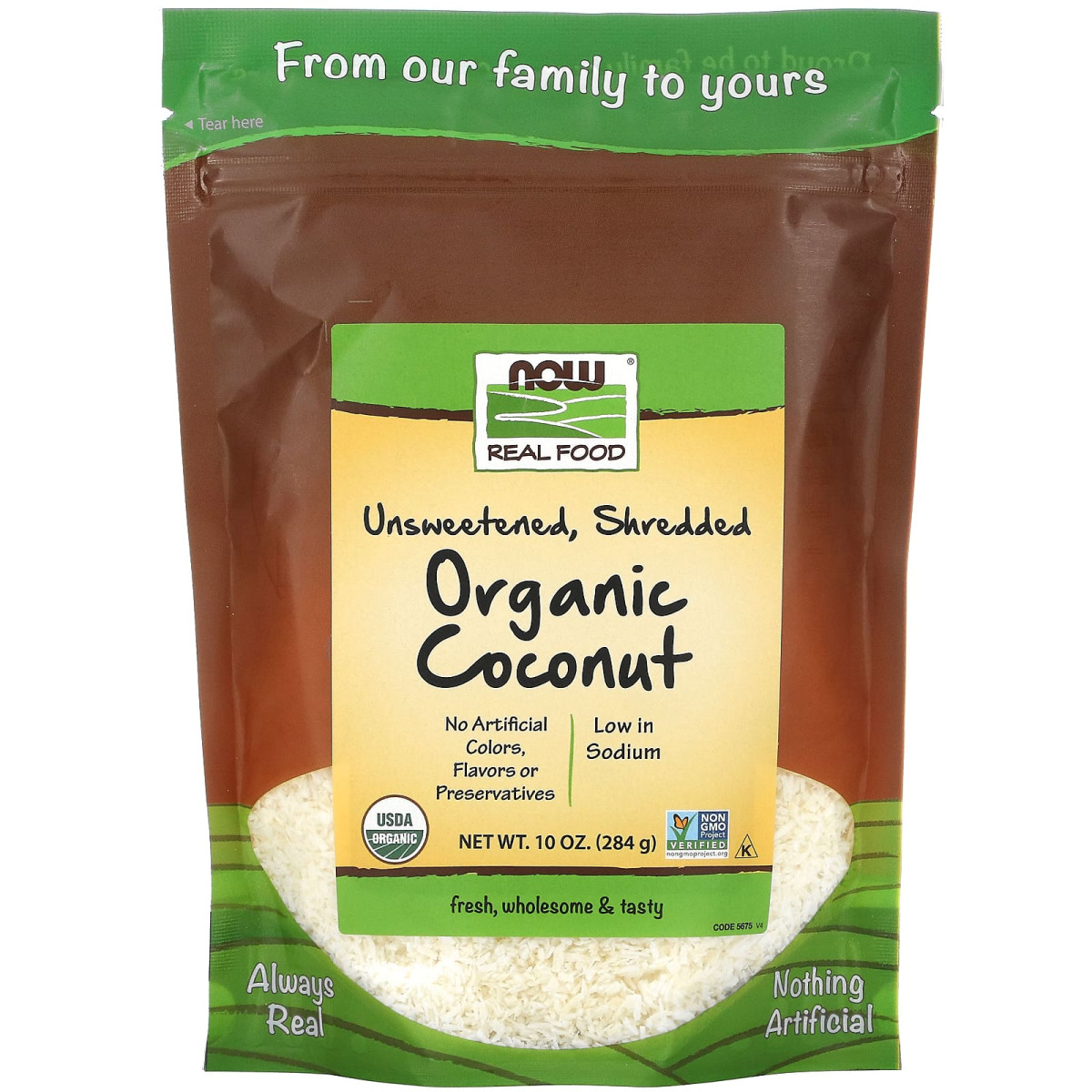 NOW Foods, Real Food, organiczny kokos, niesłodzony, rozdrobniony, 284 g