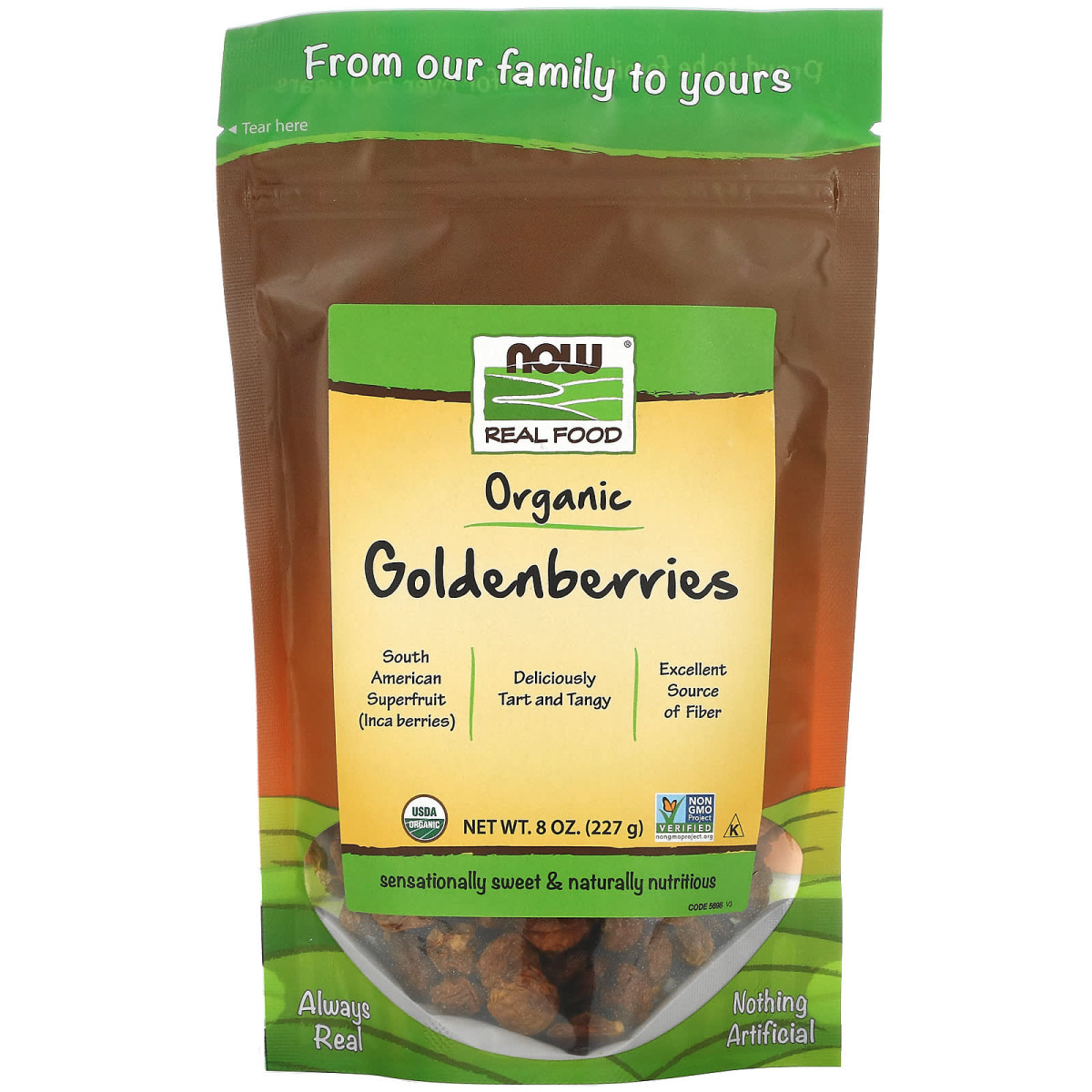 NOW Foods, Real Food, certyfikowane organiczne złote jagody, 227 g