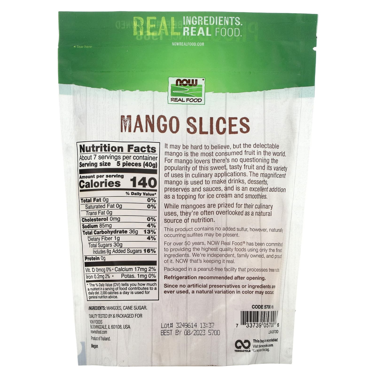 NOW Foods, Real Food, plastry mango, 284 g